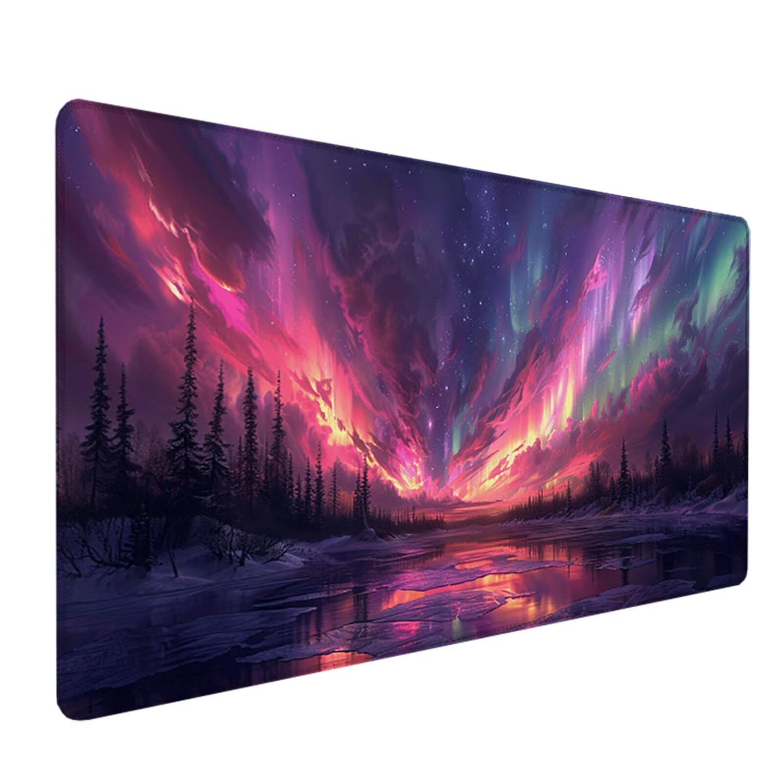 Aurora Alfombrilla Ratón Gaming XXL 1500x800x3mm, Alfombrilla Gaming Rosa Mousepad con Base de Goma Antideslizante, Impermeable Desk Mat para Teclado y Raton, Accesorios Gaming, Regalos de Hombre U-R