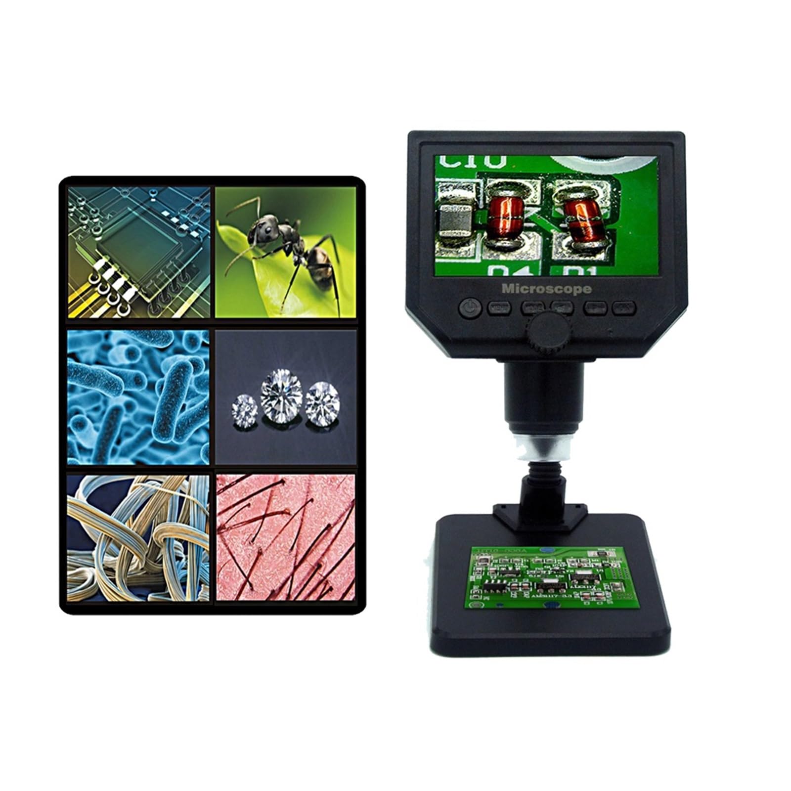 Przenośny Mikroskop Cyfrowy LCD Z Mikroskopem Cyfrowym O Wysokiej Jasności 8 LED Mikroskopy i wyposażenie(Suction Cup Stand)