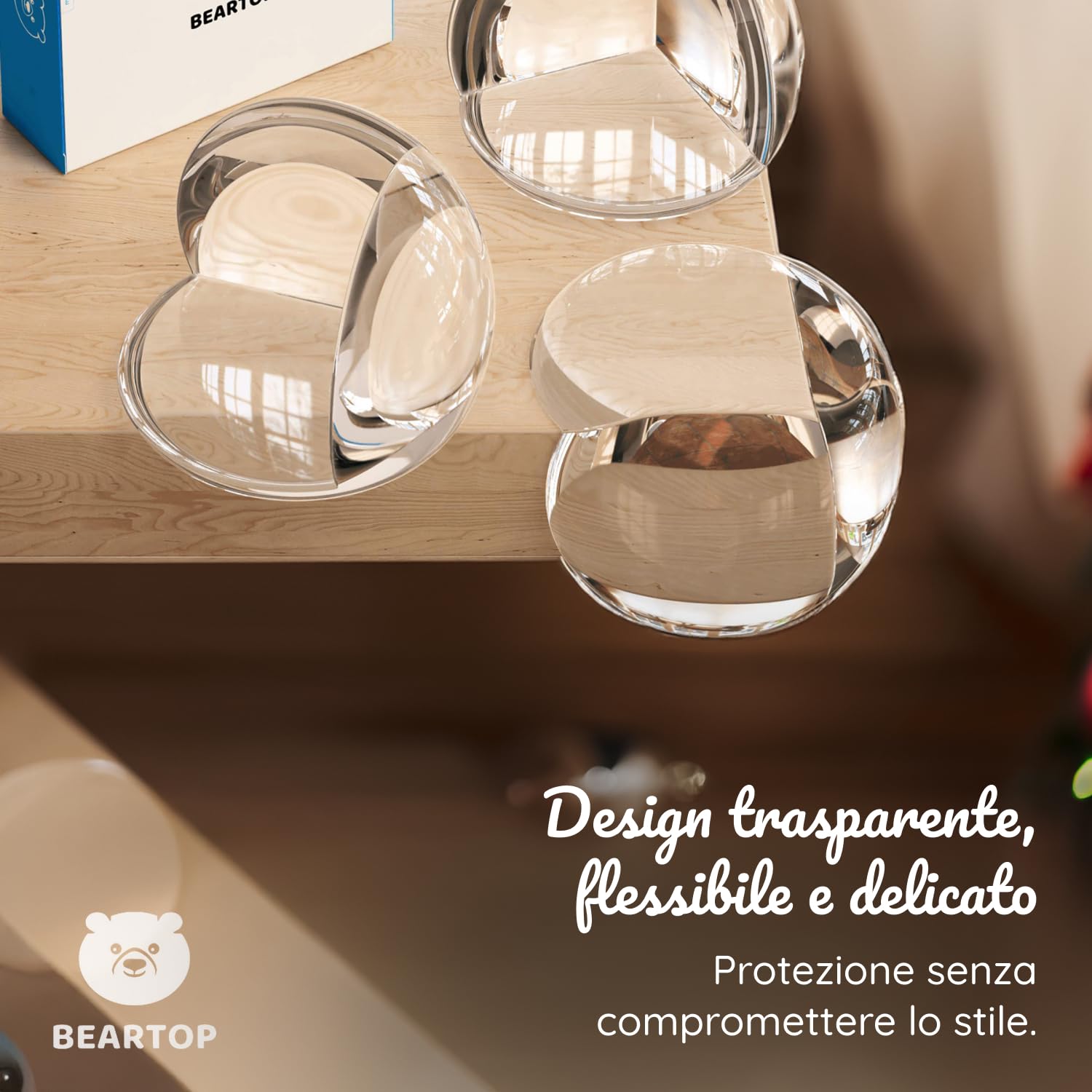 BEARTOP Protezioni per Angoli - Adesivo Forte - Protegge Bambini e Anziani - Rimozione senza Residui - Trasparente e Discreto - Protezione per Tavolo