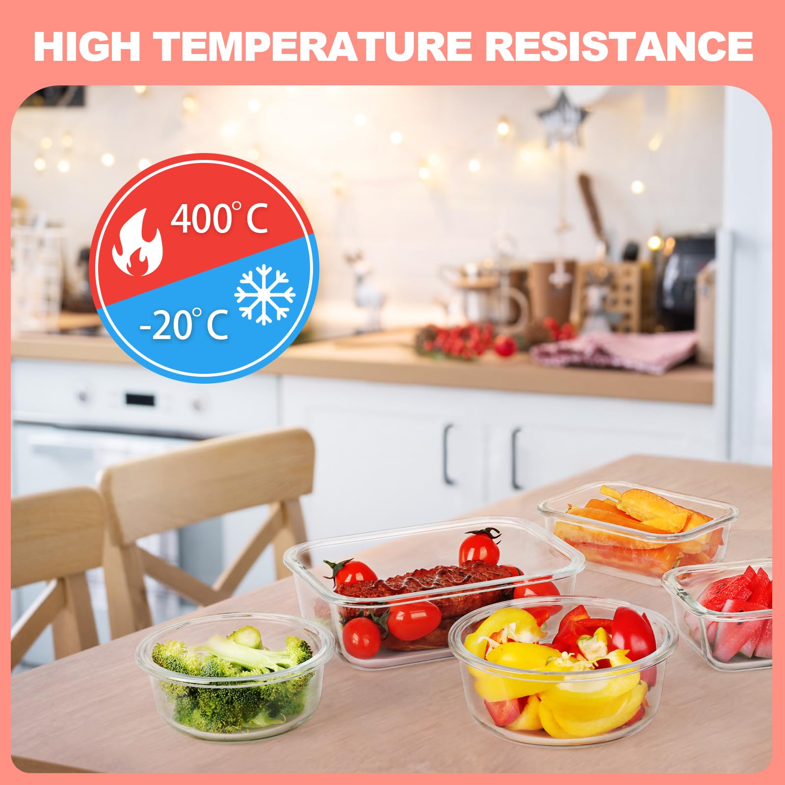 Skroam Confezione da 12 contenitori per alimenti in vetro con coperchio, per preparare i pasti, dispensa, contenitori da cucina per pranzo, a prova di perdite, ermetici, in vetro, per microonde,