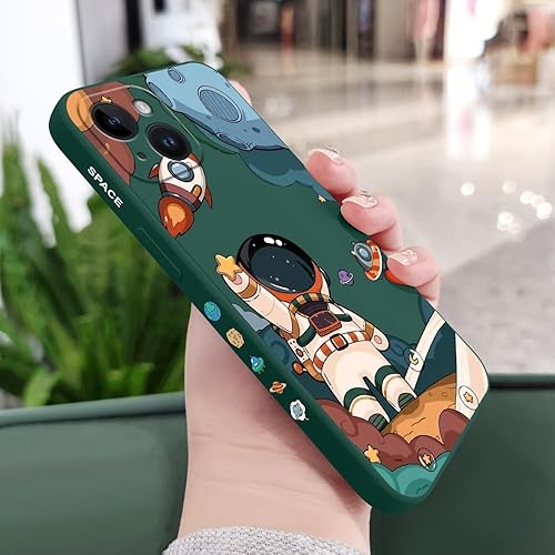 Miniatura 2 de LEECG Funda para iPhone 15, para iPhone 15, diseño creativo de lado de astronauta, silicona líquida, a prueba de golpes, suave, para niñas y niños,
