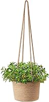 Vista 4 de Mkono - Macetero de yute para colgar macetas de hasta 7 pulgadas. Colgantes macetas de macramé. Decoración de hogar para almacenaje moderno.