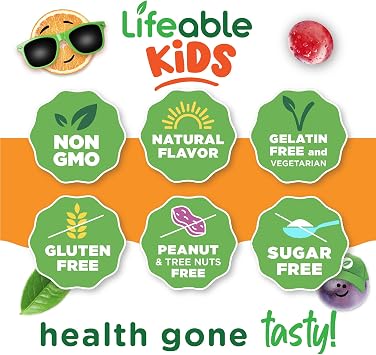 Lifeable Sugar Free Vitamin B Complex for Kids | B-Complex with Vitamin C | Great Tasting VIT B Complex Vitamins | Energy and Nerve Support | Kids B Vitamins Complex for Boys and Girls | 90 Gummies