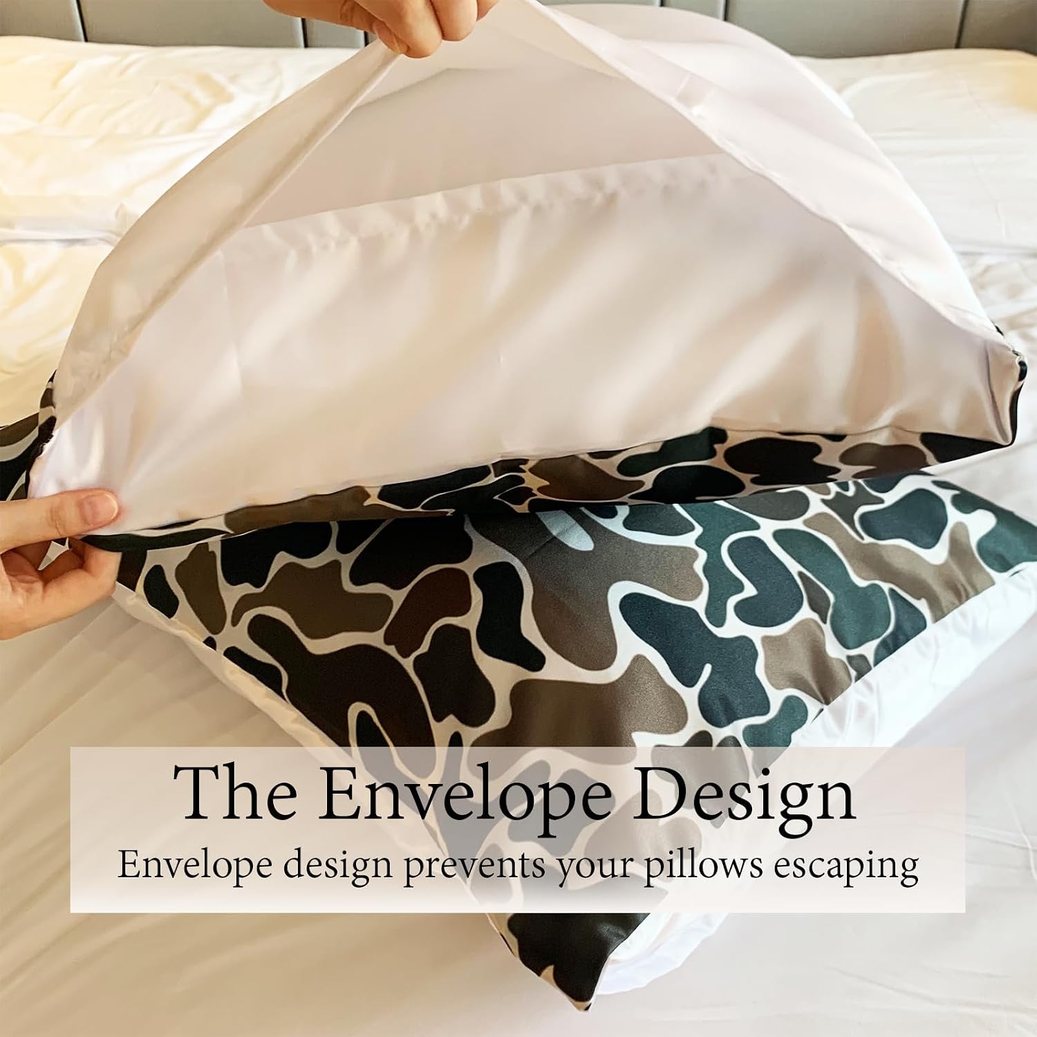 Crazy Bison Polyester Pillow Cases as Smooth as Silk, Camouflage Microfiber Pillowcases Set of 2, 20"x26" Standard Size, Soft Pillow Cover with Envelope Closure, Pillowcases 2 Pack (Duck Camouflage)