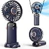 Koonie Portable hand fan, battery operated fan, based, 8 hours, digital display, 5 speeds, 90° adjustable, rechargeable mini fan, for outdoor indoor