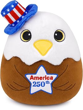 America 250th Anniversary Bald Eagle Stuffed Animal, 8 Patriotic USA 250 Merchandise Bird Plush Toy, Red White and Blue 4th of July Gifts for Kids Adults, Memorial Day Decorations