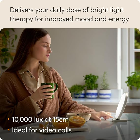 Lumie Dash 10,000 Lux Compact Bright Light Therapy Lamp for Mood and Energy Boost and Winter Blues Relief, Crystal Clear Illumination and Maximum Visual Comfort - Pistachio White