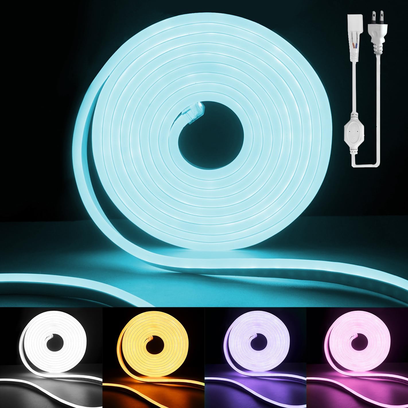 BAGZY 100V EL蛍光チューブ管 LEDテープライト 120SMD/M 防水 配線不要 プラグアンドプレイ 切断可能, クリ