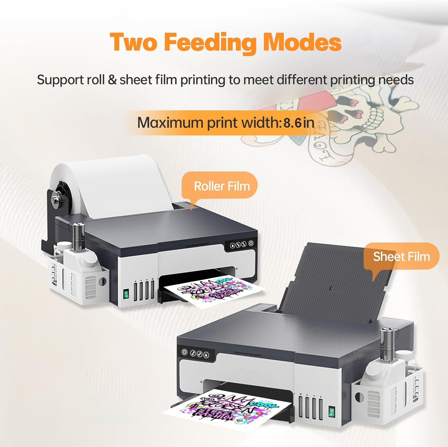A4 DTF Printer with Roll Feeder, 5760 * 1440dpi XP600 Print Head, Doubled Printing Speed Compared to L1800/L805, Built-in White Ink Stirring System for Fabric (A4 Printer)