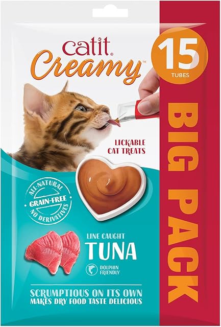 Catit Creamy Tuna Lickable Cat Treats, 15 x 10g