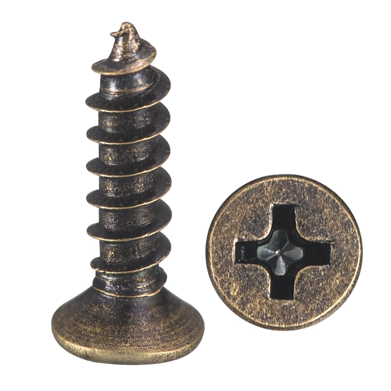 METALLIXITY Countersunk Phillips Wood Screws (#4x1/2") 25Pcs, Carbon Steel Coarse Thread Phillips Drive Flat Head Wood Screws - for Furniture Installation Repair, Bronze — image 1