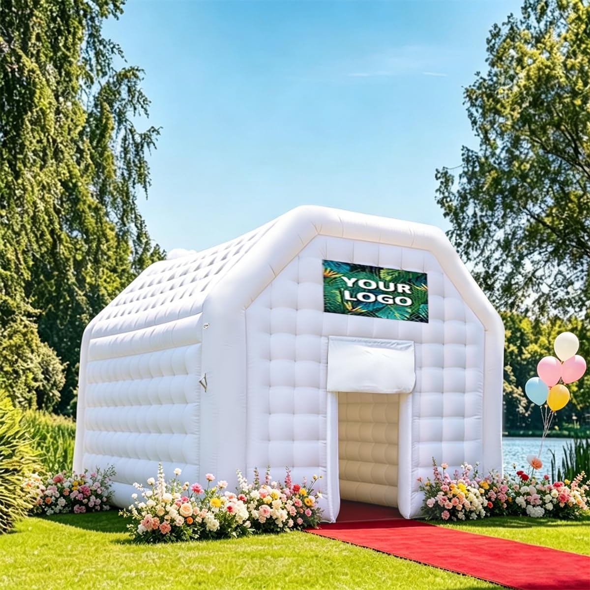 Inflatable Nightclub Tent 16.5x13x12Ft with Blower, Oxford Fabric White Party Tent, Gazebo Event House for Wedding,Backyard, Birthday Celebration