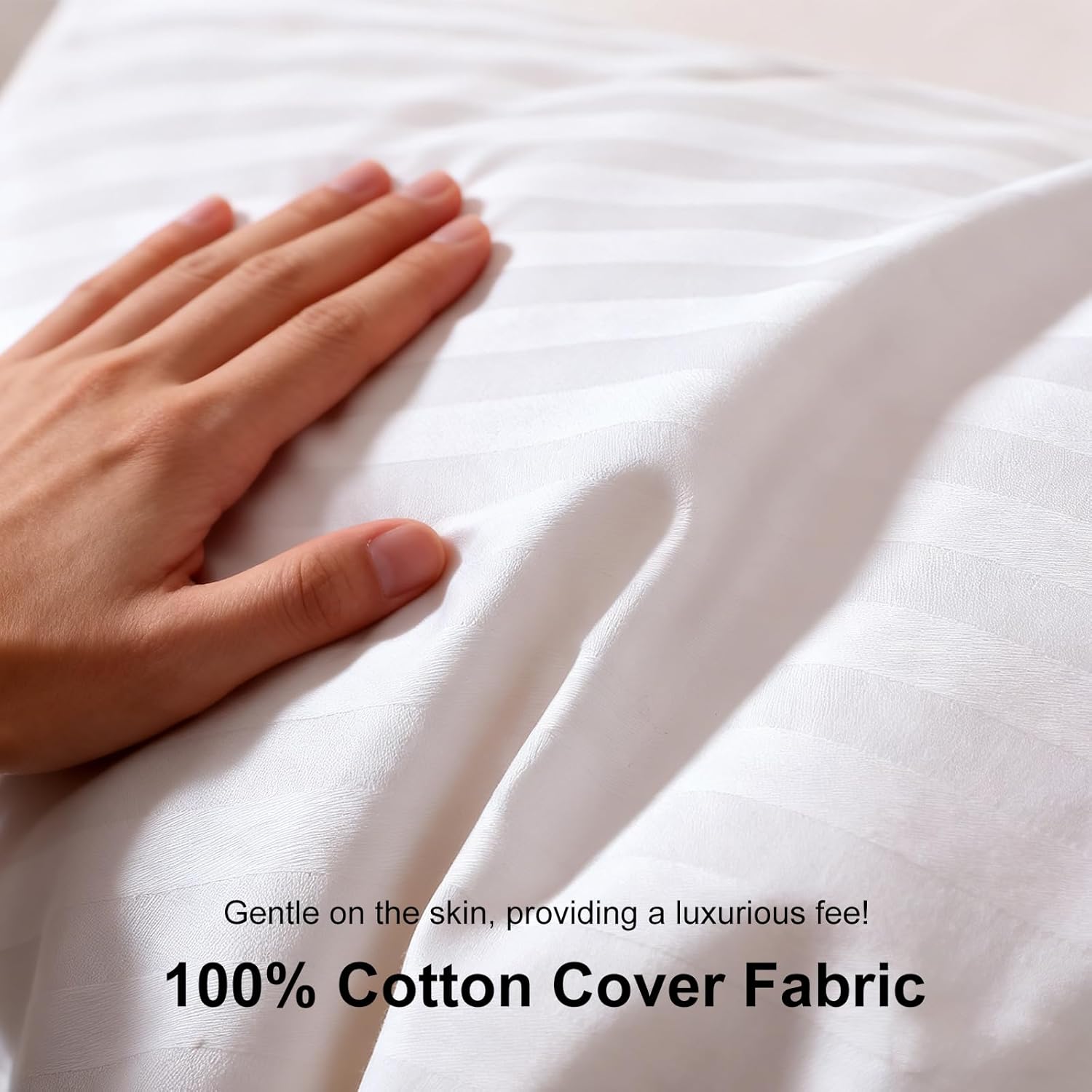 Goose Feathers and Down White Pillows with 100% Cotton Cover, Bed Sleeping Hotel Collection Pillows for Side, Back, Stomach Sleepers (Queen (20" x 30"))
