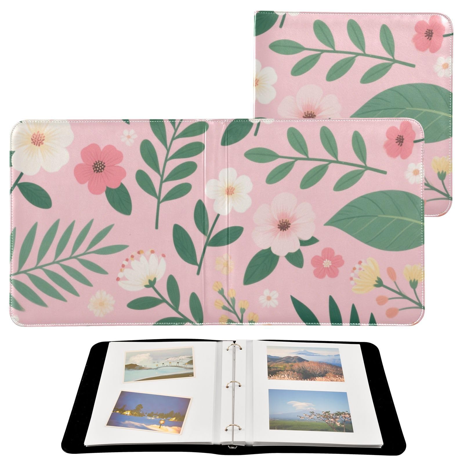 Photo Album 4x6, 5x7,6x8,Artificial Leather Photo Albums with 20 Detachable Sheets Plant Print for Family Wedding,Multi 1