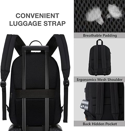 Miniatura 6 de KOPHLY Mochila grande para portátil de mano para viajes, Set negro, Mochilas Daypack