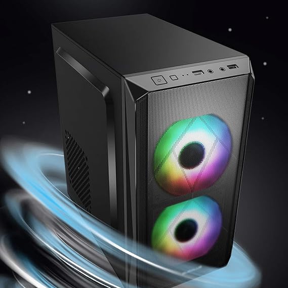Computer Case ATX Mid Tower PC - Front USB Port - Quick-Release SPCC Steel Side Panel - Cable Management System - Black