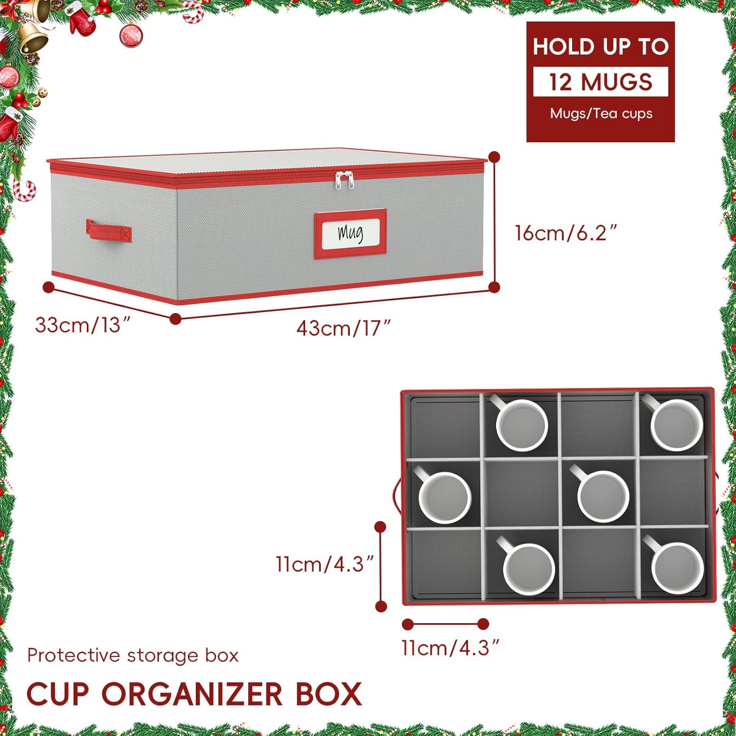 homyfort Coffee Mug Storage Box with Dividers