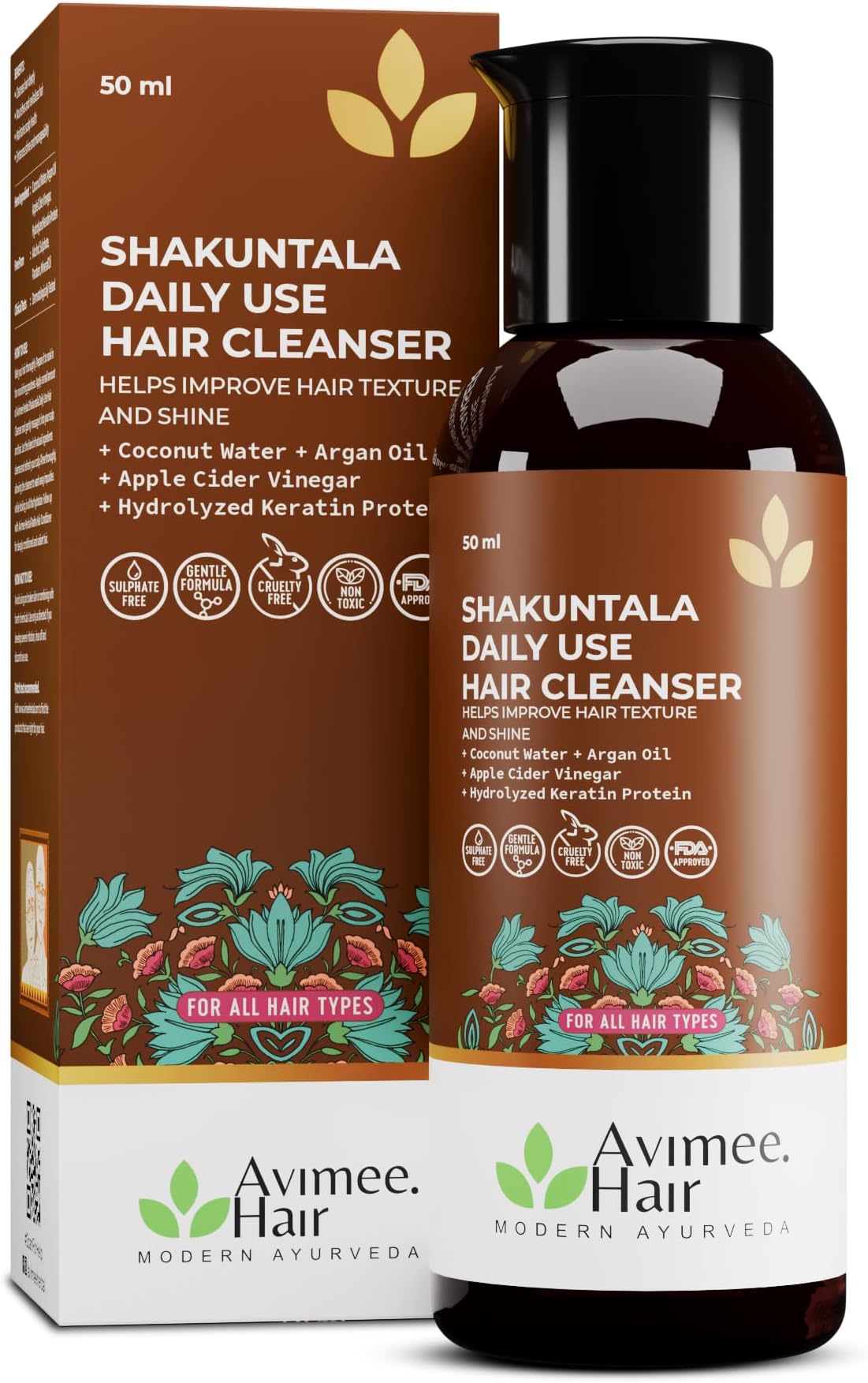 Shakuntala Daily Use Hair Cleanser | For Silky Hair | With Aloe, Apple Cider, Rice & Keratin Protein | Sulphate & Paraben Free Shampoo For Men & Women | 50 ml