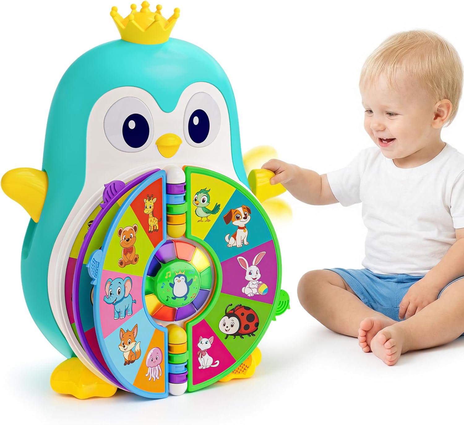 Musical Penguin Learning Toys for 1 Year Old Boy Gifts, Educational Baby Toys for 1-3 Year with 5 Themes, Sound & Light, First Word Teaching, 1st First Birthday Boy Girl Gifts for 12-18 Months