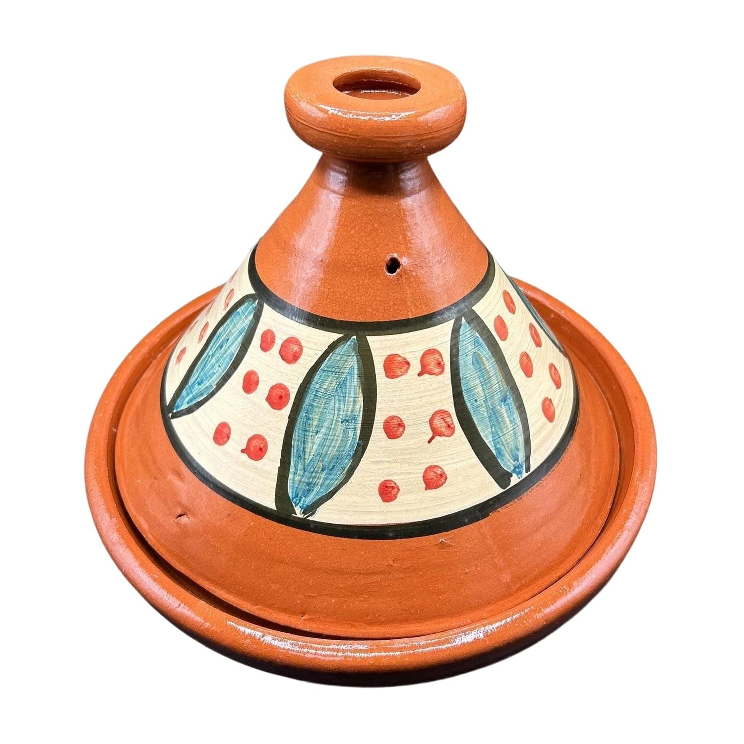 Tajine XL 35 cm in Terracotta Dipinta a Mano – Pentola Tradizionale Marocchina/Tunisina + Ebook Gratuito 3107251020