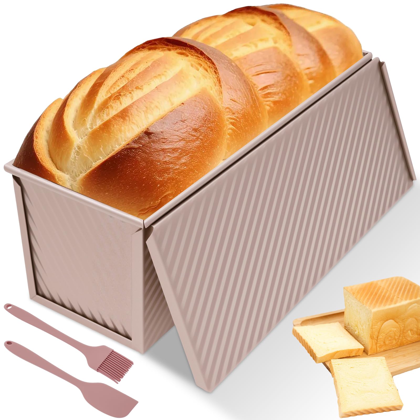 Forma de pão comercial Pullman com tampa, capacidade de massa de 1 kg, antiaderente,