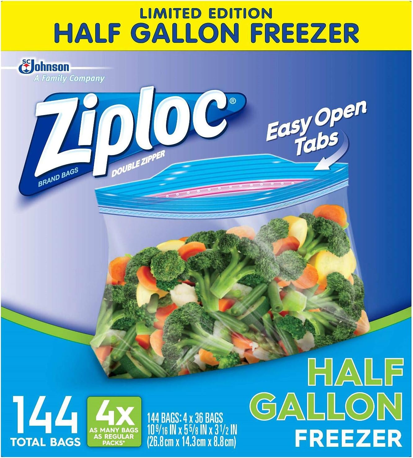 Ziploc Half gallon Disposable Freezer Bags, 144Count