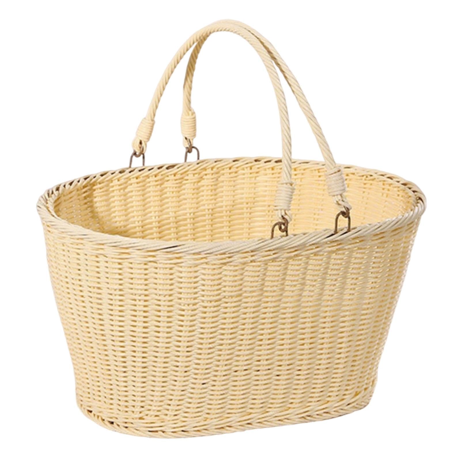 Organizador de Cesta de Picnic de PP para Exteriores con Asa, Decoración Fácil de Limpiar, Marco de Alambre de Hierro, Versátil para, 35 Cm X 27 Cm X 17