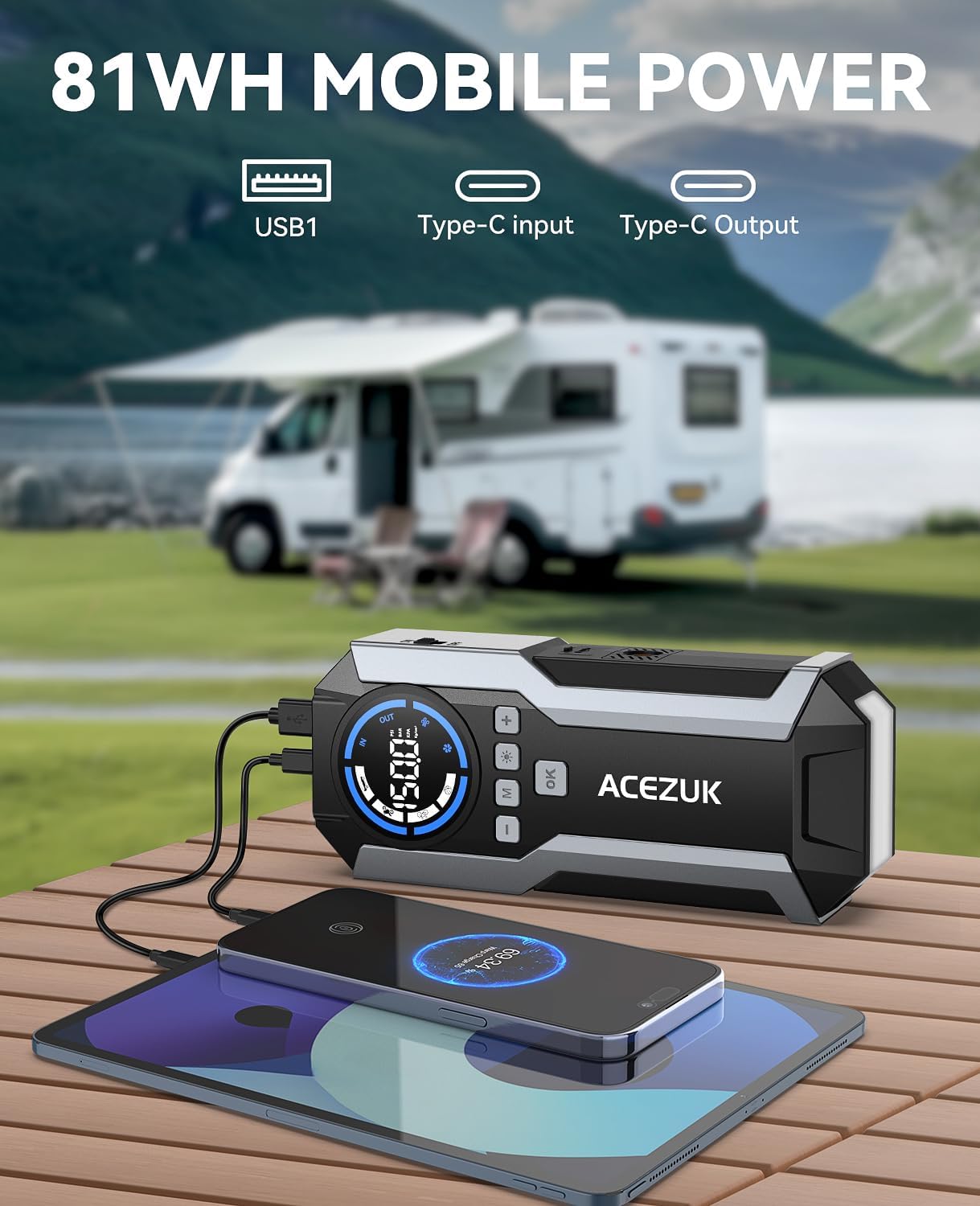 Arrancador De Coches Con Compresor 8000A, 25000mAh Y 150PSI – Para Gasolina/diésel Hasta 10 Litros, Linterna LED Y Power Bank