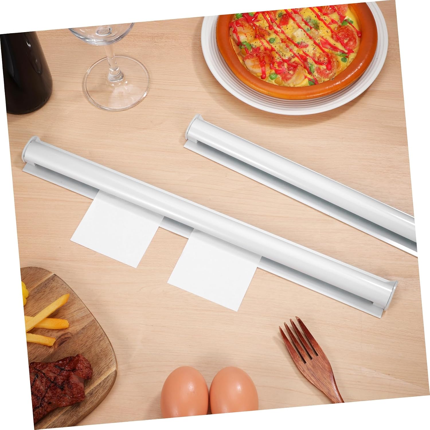 2pcs Efficient Order Management Restaurant Order Holder Strip Alloy Kitchen Ticket Rack Adhesive Mount