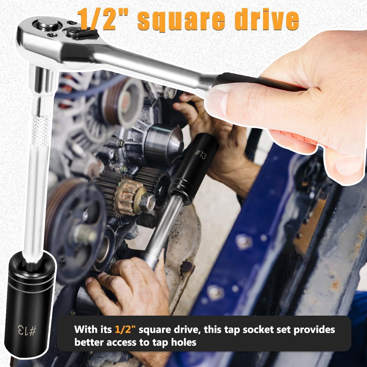 71670 Large Tap Socket Set 5pcs, Tap Sockets Fit for 5/8", 11/16", 3/4", 7/8" and 1" with 1/2" Drive