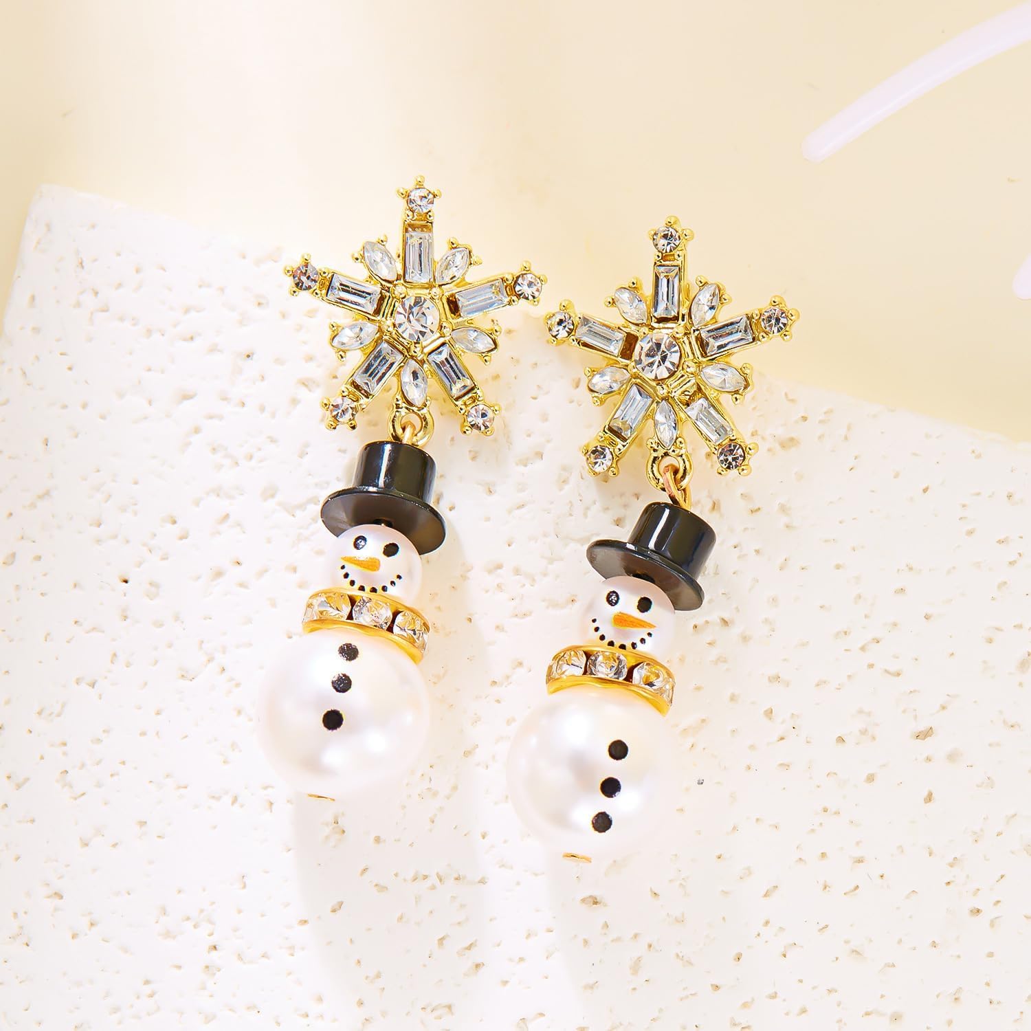 Christmas Earrings for Women Gold Snowflake Dangle Earrings Dainty Santa Hat Snowman Stud Earrings Winter Xmas Holiday Jewelry - Image 6
