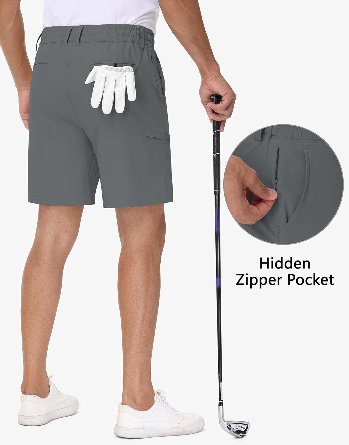 JWM Men's 7" Golf Shorts with 6 Pockets - Stretchy Lightweight Hiking Hybrid Work Dress Short Casual Breathable Quick Dry