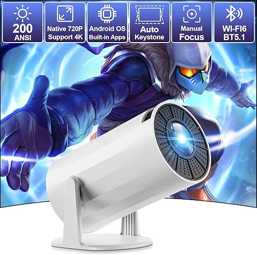 Miniatura 2 de Proyector portátil con WiFi y Bluetooth, mini proyector de película inteligente, rotación de 180°, proyector de cine en casa al aire libre para