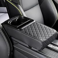 Vista 1 de Center Console Cover for Car, Microfiber Leather Car Arm Rest Cover with 2 Cup Holders, Universal Car Accessories Interior, Black