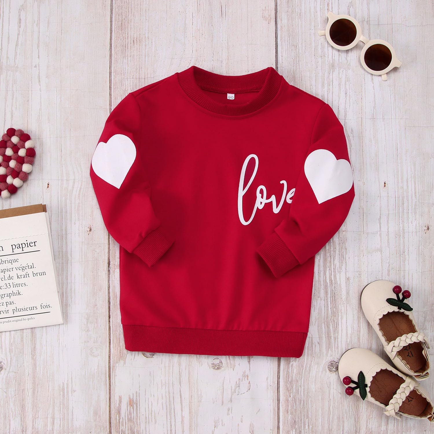 Ritatte Mommy and Me Valentine Outfits Love Heart Print Sweatshirt Valentine's Day Casual Crewneck Long Sleeve Pullover Tops - Image 4