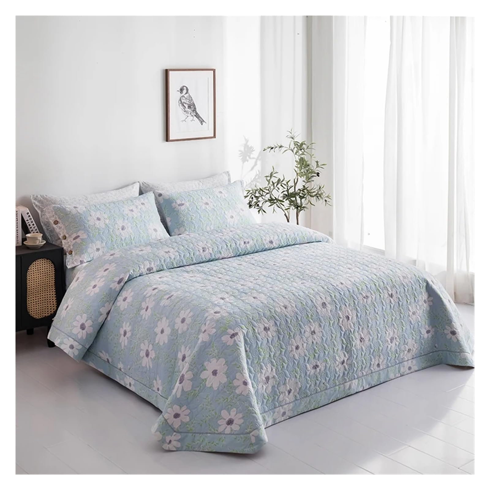 ADovz Copriletto in cotone di alta qualità sul letto a quadri Copriletto Coprimaterasso Copriletti e coperte stampati Coppia lenzuola trapunta letto,Lenzuola