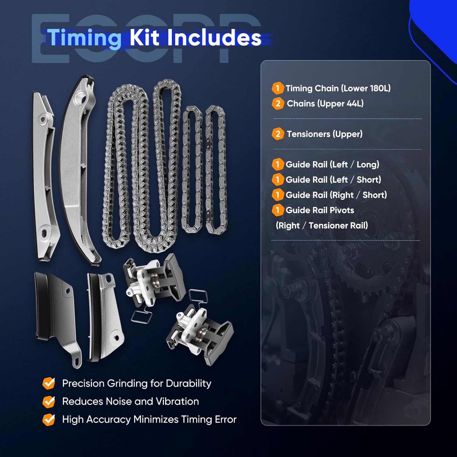 ECCPP Timing Chain Kit fits for 2005 2007 for Chrysler 300 Concorde Intrepid Sebring 2.7L TK10180 9-0397SX