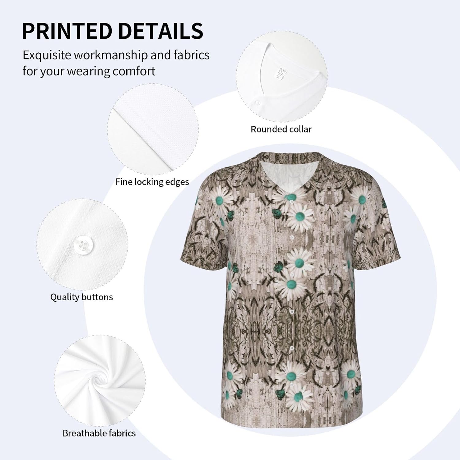 Daisy Flowers Stylish Softball Jersey,Personalized and Breathable Baseball Button Down for Men for All Seasons and Occasions