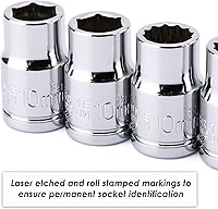 Vista 5 de CASOMAN Juego de 6 piezas de llaves de impacto de 3/8 pulgadas, profundo y poco profundo, 10 mm, métrico, diseño de 6 y 12 puntos, acabado cromado
