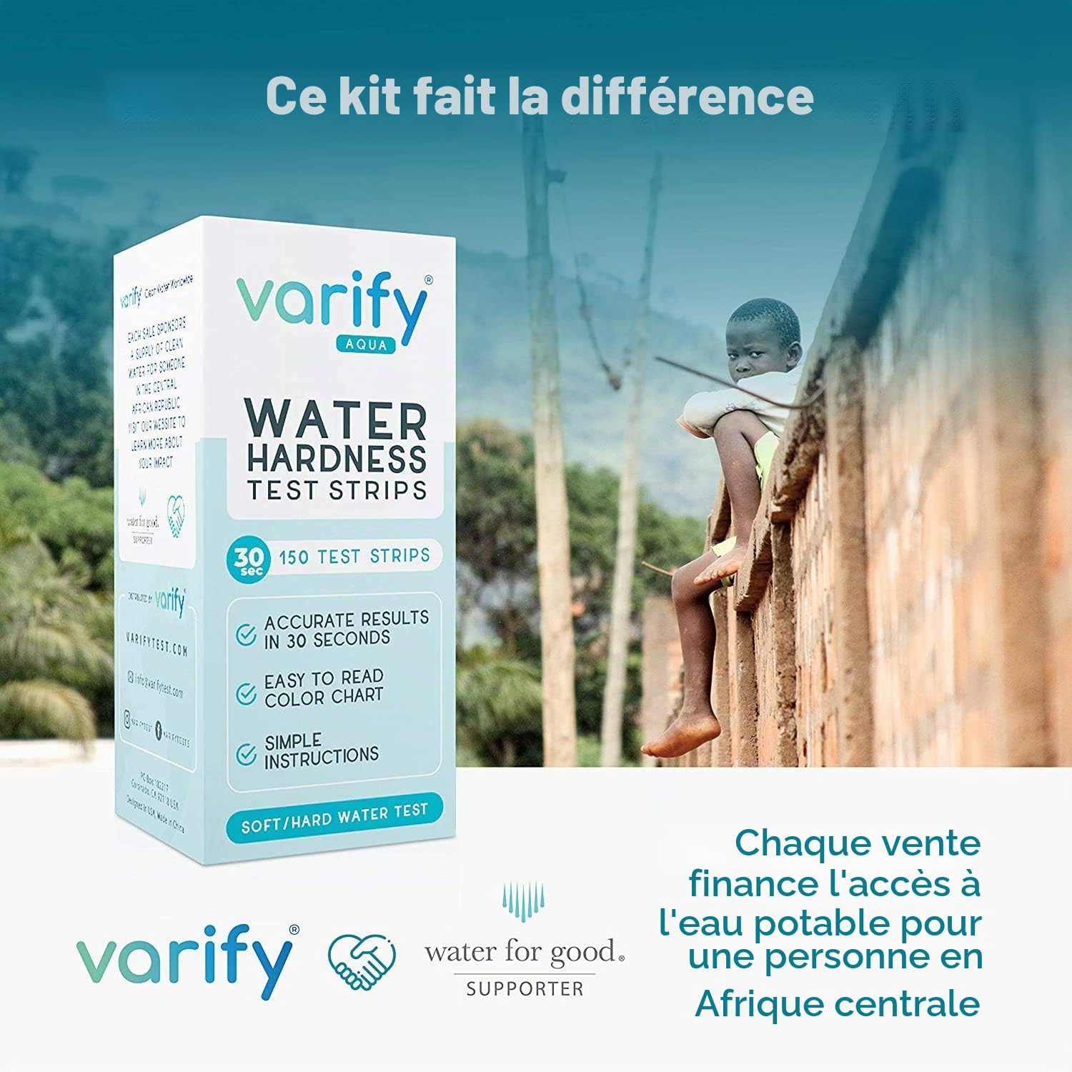 VARIFY Kit de test de dureté de l'eau Varify - Kit de test d'eau pour la maison, l'eau potable, le puits, le spa, la piscine, l'adoucisseur, le lave-vaisselle et plus encore