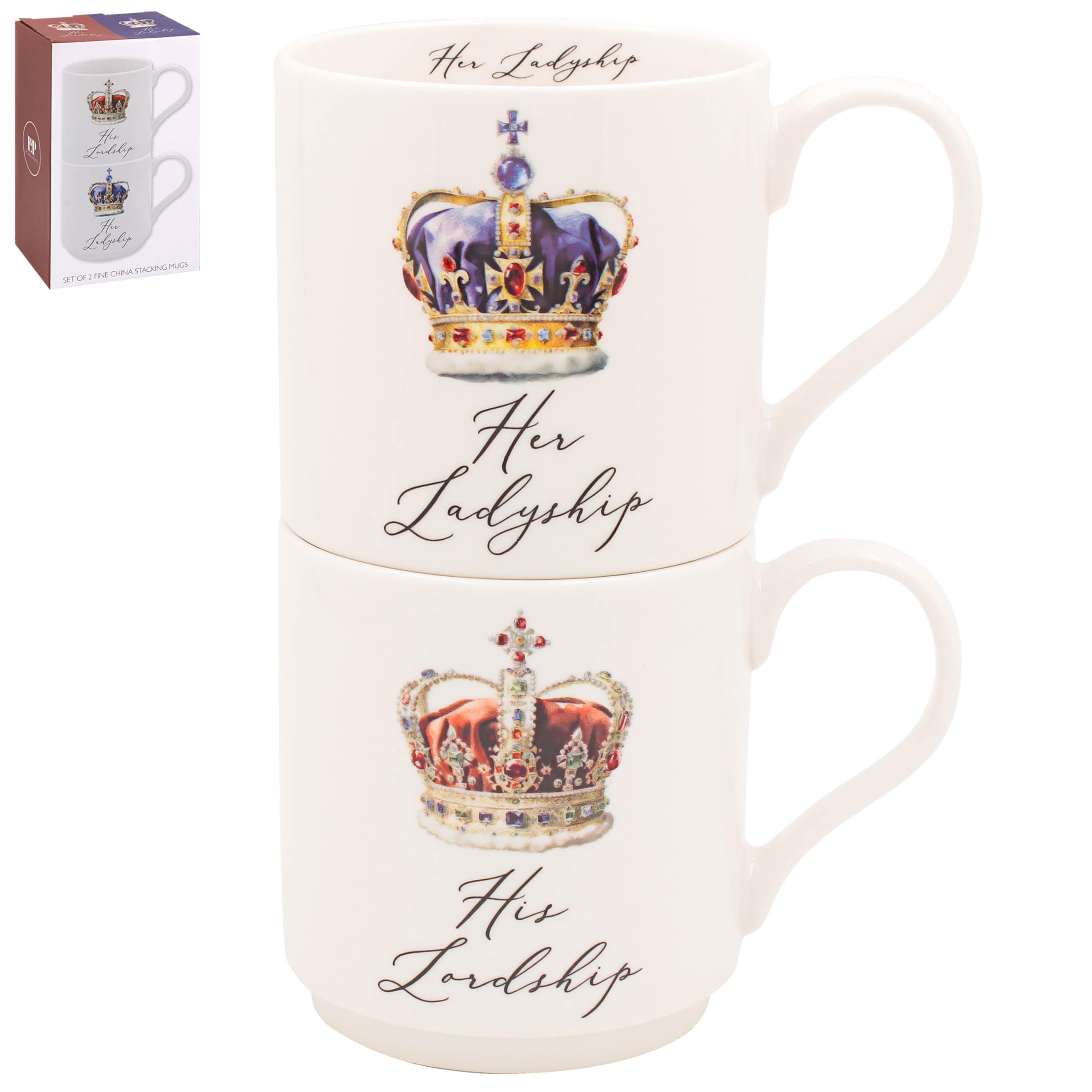 Lesser & Pavey His N Hers His Lordship & Her Ladyship Stack Mugs Set of 2 โ image 1
