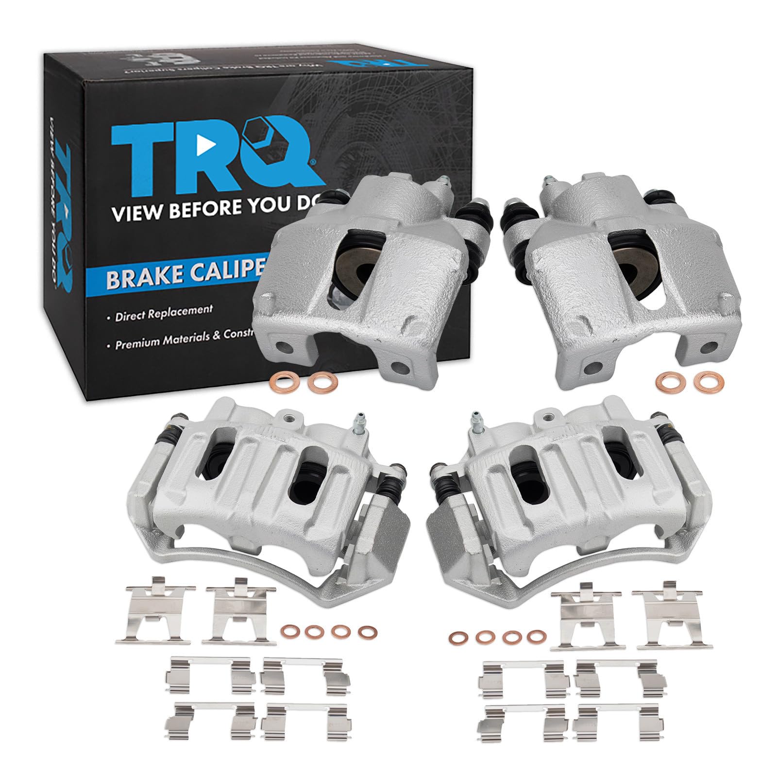 TRQ Front and Rear Brake Caliper Set Compatible with 99-01 Ford F-150 Lariat XL XLT excluding 7700LB GVW with Rear Disc Brakes 02-03 F-150 Lariat XL King Ranch XLT excluding 7700LB GVW