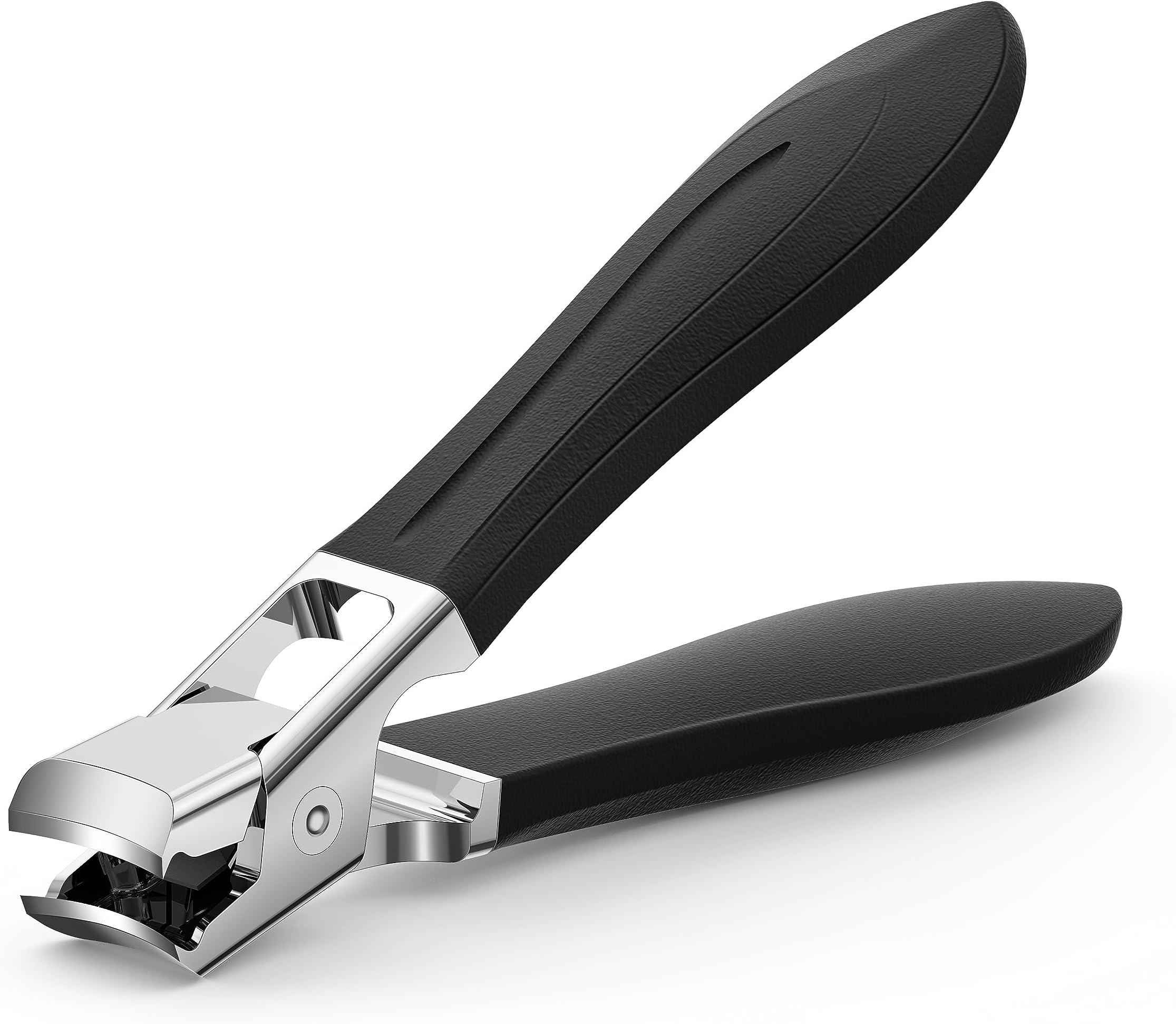 FERYES Nail Clippers for Thick Nails with Catcher, Soft Grip Rubber Handle Fingernail Clippers for Effortless Nail Care, Precision & Powerful Thick Nail Cutter for Senior, Men and Women
