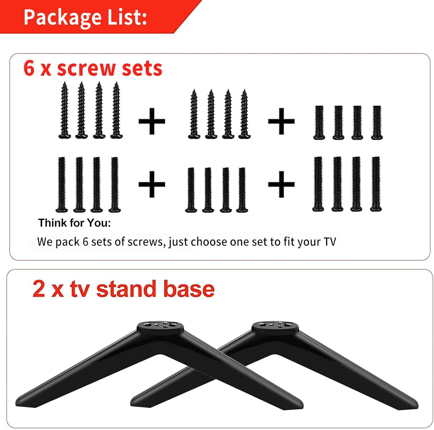 notiela TV Stand Compatible with TCL ROKU Smart TV, Base Stand for TCL 40in 43in 55in Roku TV, TV Stand Legs for TCL Roku TV with Screws (Black)