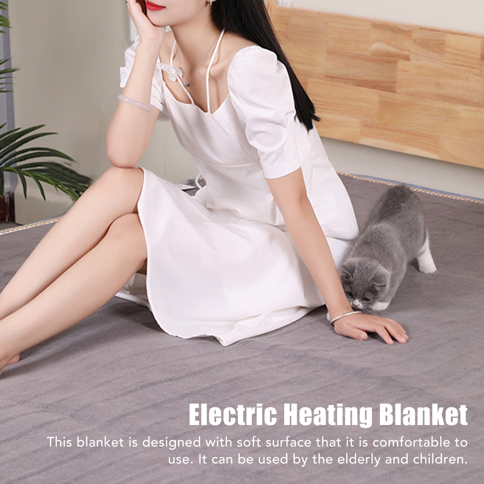 Coperta Riscaldata Plug and Play 1 Pulsante di Controllo 60S Coperta Riscaldante Elettrica con Cavo di Alimentazione Lungo per Home Office (180X120CM 100W)
