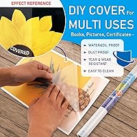 Vista 4 de Chell Rollo de papel de contacto transparente para libros, 17.5 pulgadas x 5 pies, papel protector de cubierta de libros autoadhesivo transparente