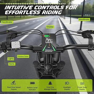 ASKGO S9 Electric Bike for Adults, 2500W Peak Electric Dirt Bike, 28MPH 65Miles E Bike with 48V 20AH Removable Battery, 16 Fat Tire All-Terrain Ebike with NFC Unlock & Cruise Control