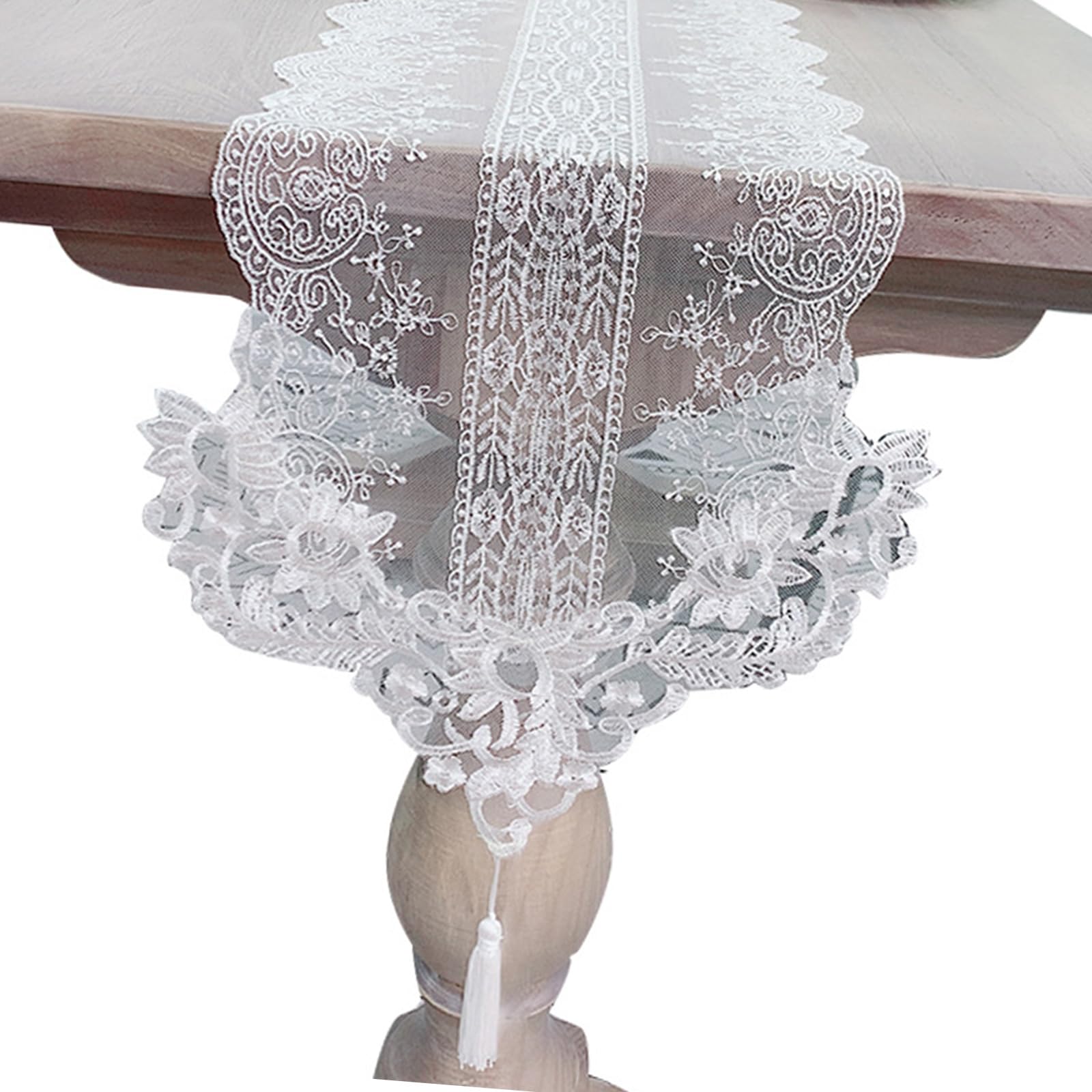 Elnwnnkc Stylish Nordics Lace Trim Tablecloth Portable Easy Maintenance Polyester Suitable for Daily Use Polyester Dining Table Runner