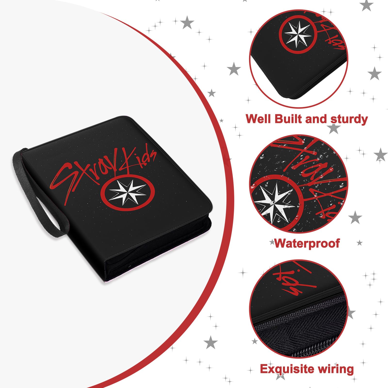 Stray Kids Photocard Binder 400 Pockets, 3 Ring Kpop Binder with 4 Pockets, Total 50 Pages, Cute Cartoon Card Collector - Image 4