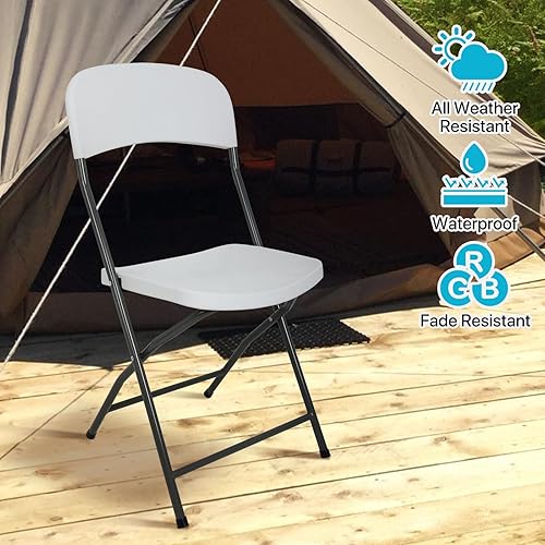 Miniatura 4 de HKLGorg Paquete de 4 sillas plegables, silla plegable de plástico, asiento comercial apilable portátil con respaldo y marco de metal para eventos
